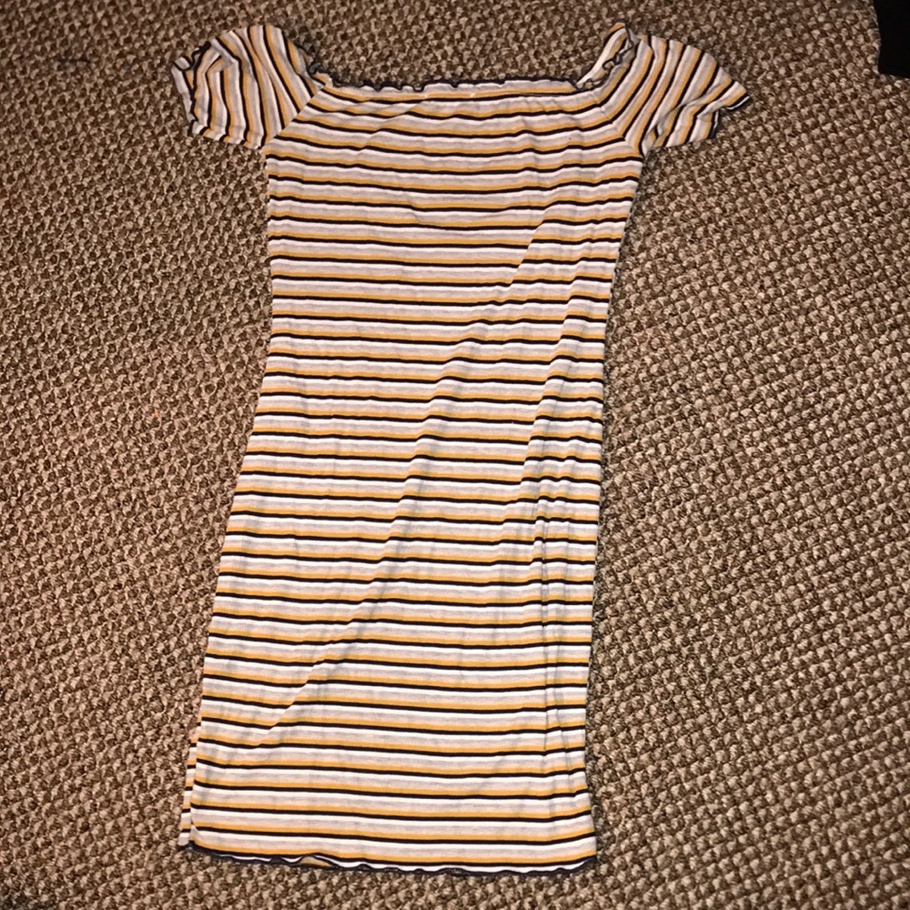 Striped blue and yellow dress